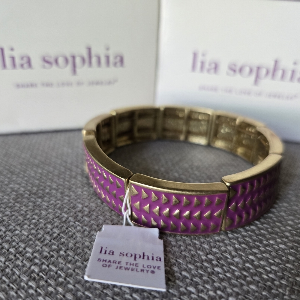 NWT Lia‎ Sophia Gold and Purple Elastic Bracelet